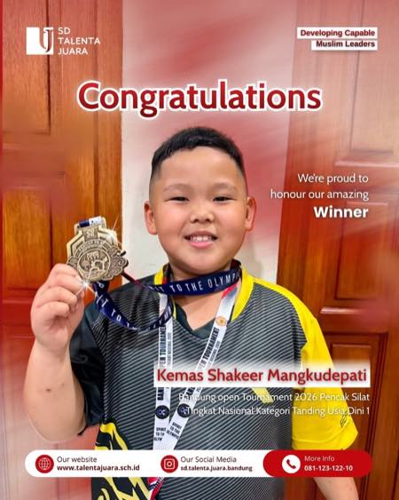 Medali Emas Bandung Open Tournament 2026 Pencak Silat Tingkat Nasional Kategori Tanding Usia Dini 1
