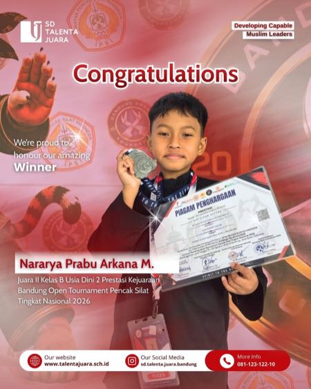 Juara 2 Kelas B Usia Dini 2 Kejuaraan Bandung Open Tournament Pencak Silat Tingkat Nasional 2026