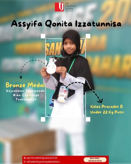 Medali Perunggu Kejuaraan Taekwondo Riau Challenge Tournament 2026 Kelas Pracadet B Under 22 Kg Putri